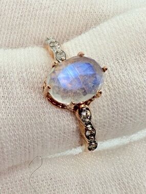 Solid 14k Rose Gold, Rainbow Moonstone Ring!